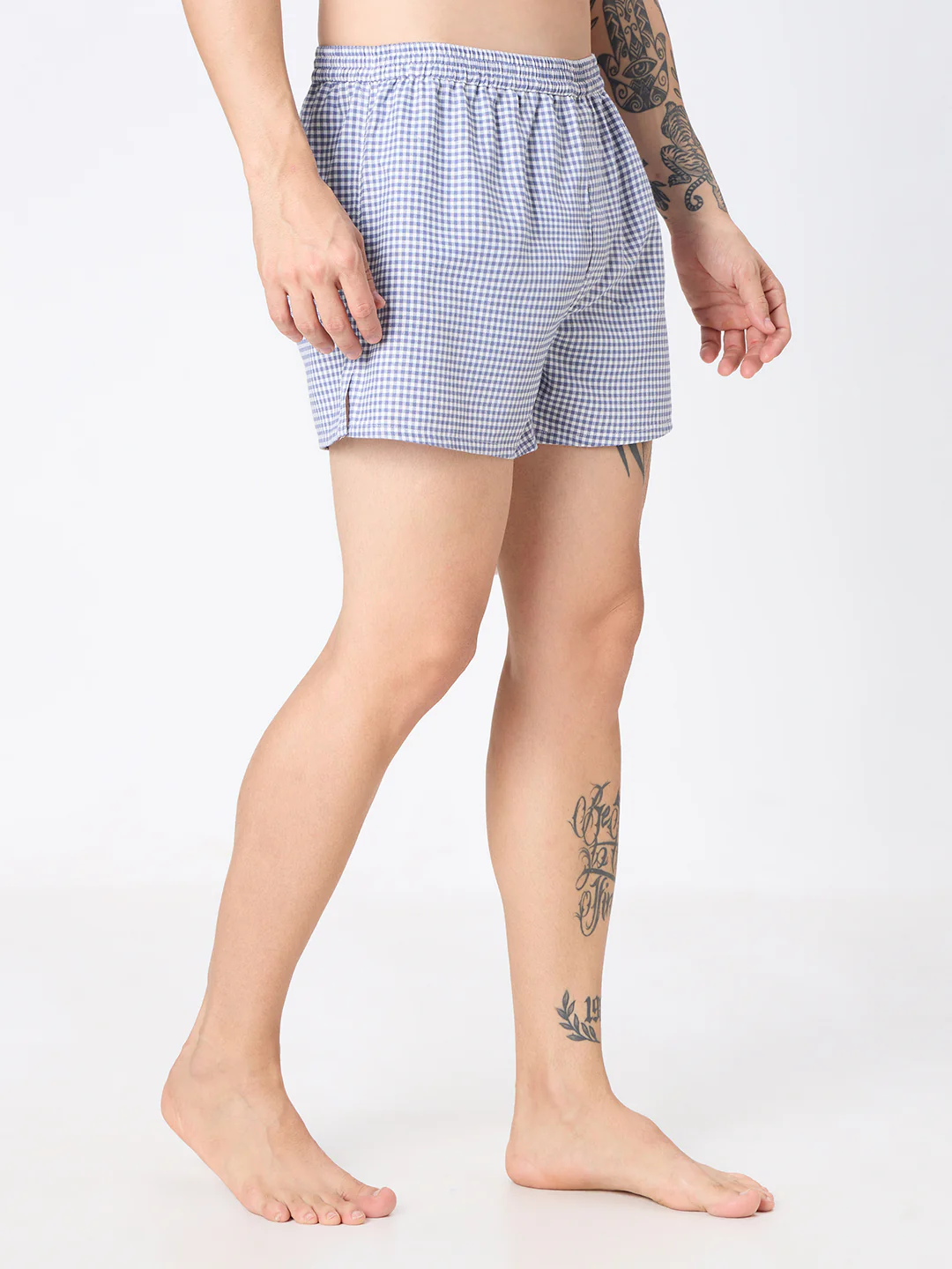 Aegean Blue Checks & White Striped Boxers - Image 5