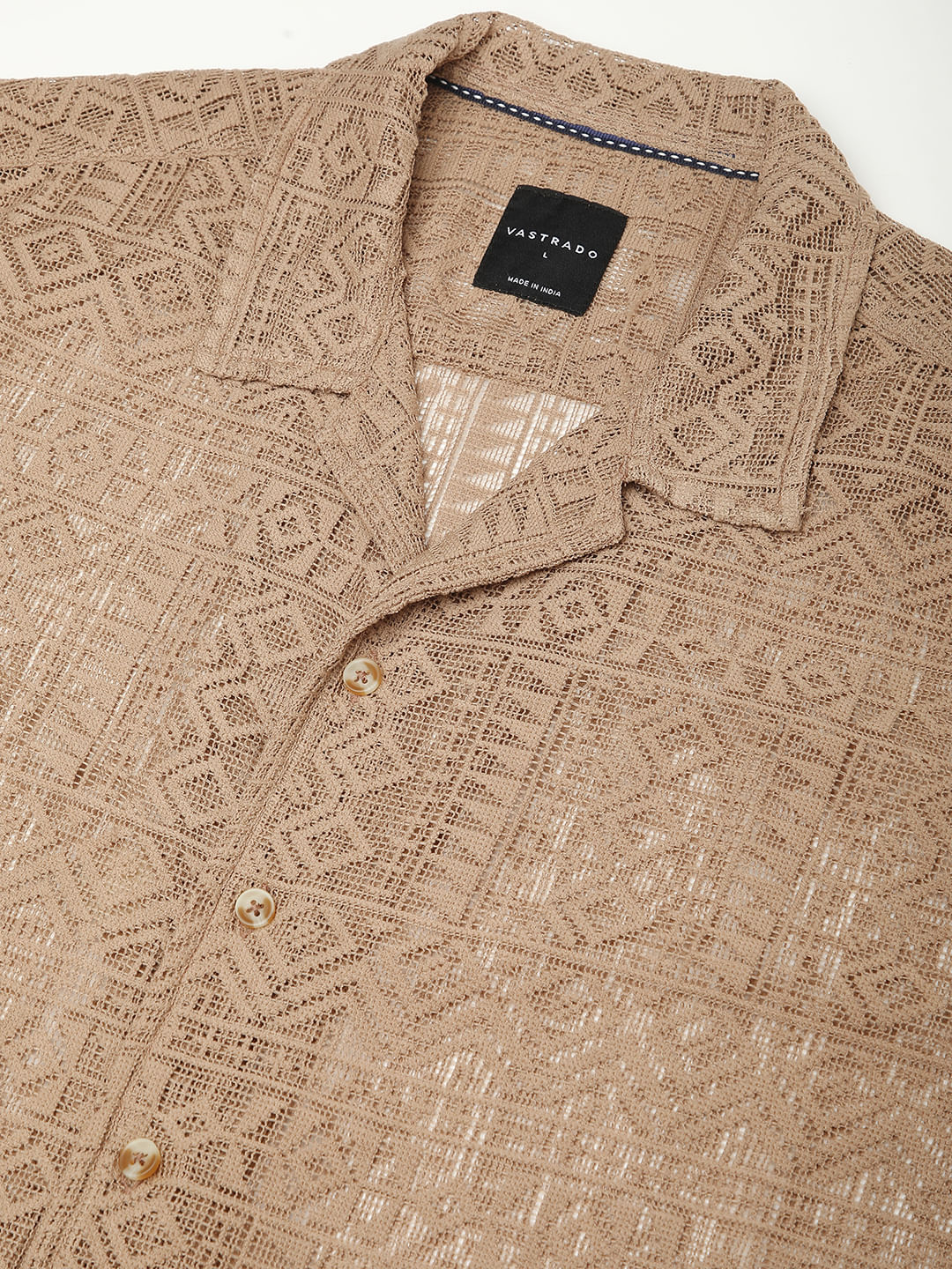 Finesse Brown Crochet Oversized Shirt - Image 3