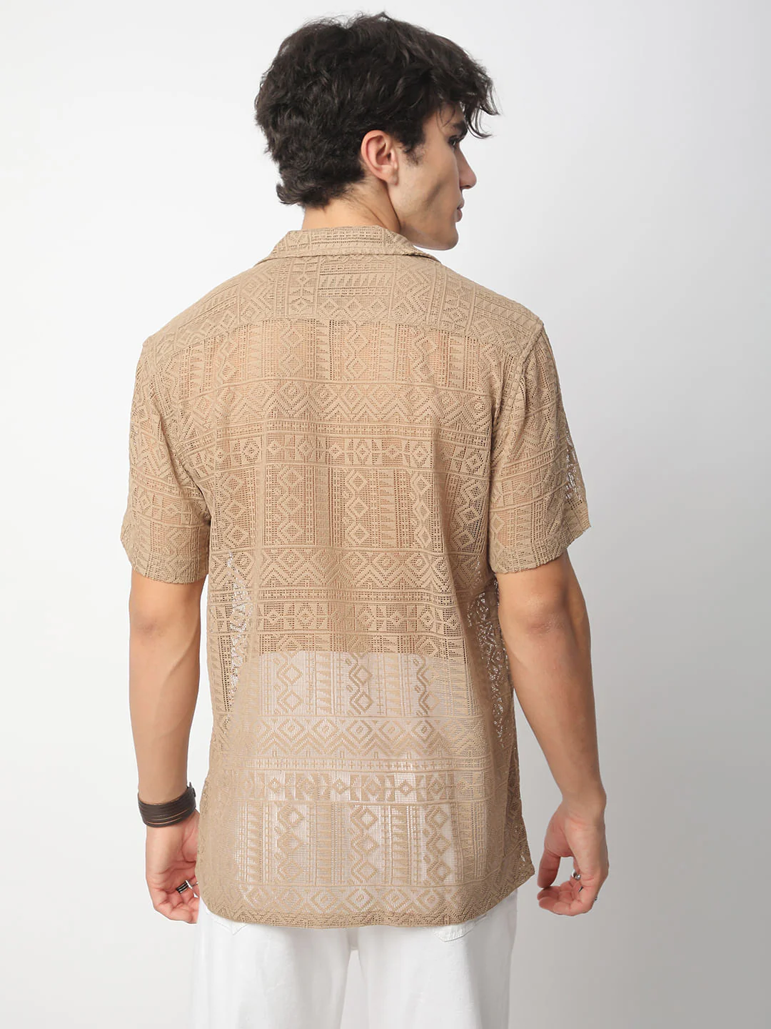 Finesse Brown Crochet Oversized Shirt - Image 7