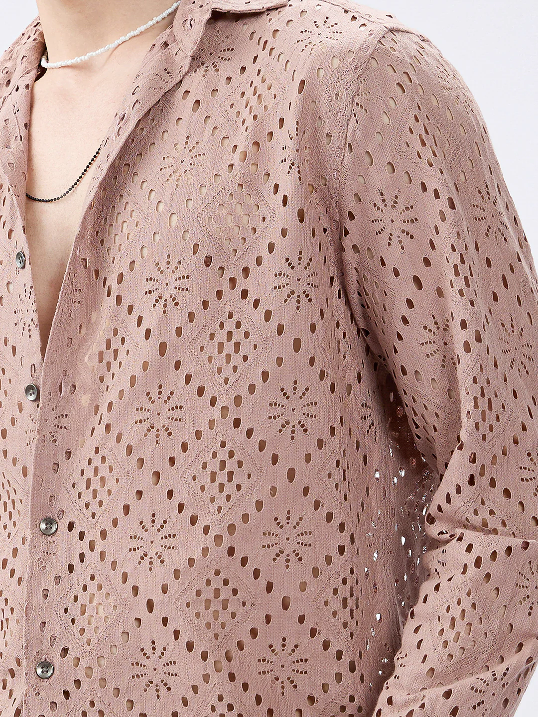 Fawn Beige Diamond Lacecarved Posh Shirt - Image 3
