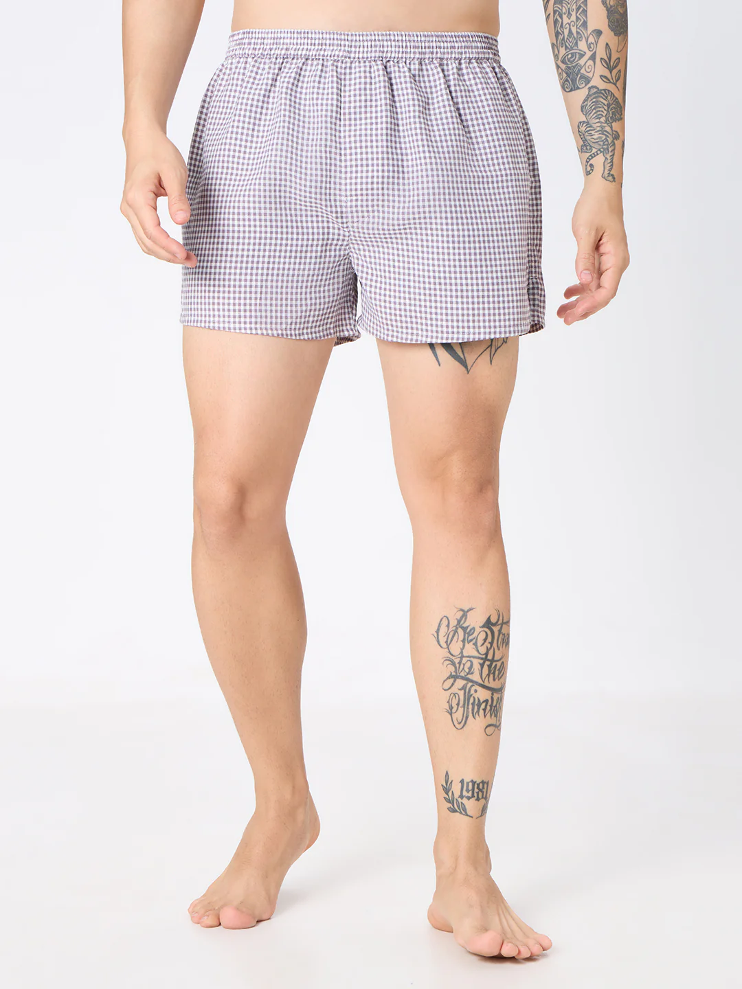 Navy Stripes & Brown Checks Boxers - Image 3