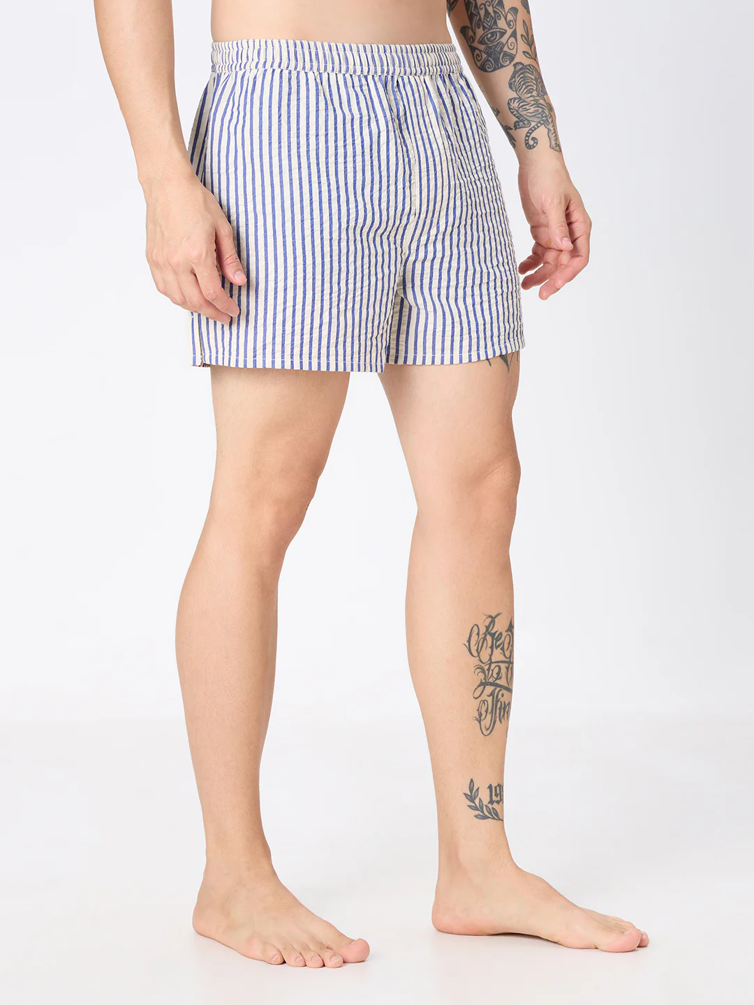 Navy Stripes & Brown Checks Boxers - Image 4