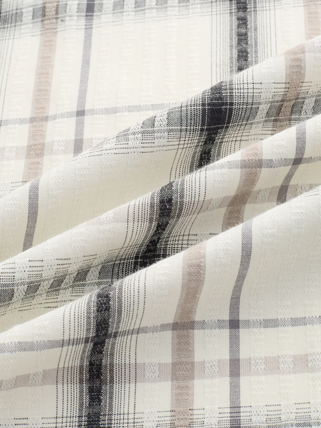 Premium White & Grey Soft Textured Checks Shirt - Image 3